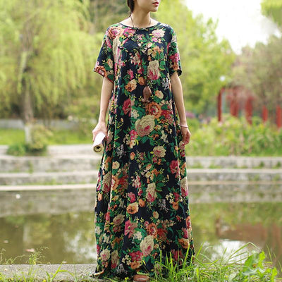 Babakud Women Summer Floral Short Sleeve Dress