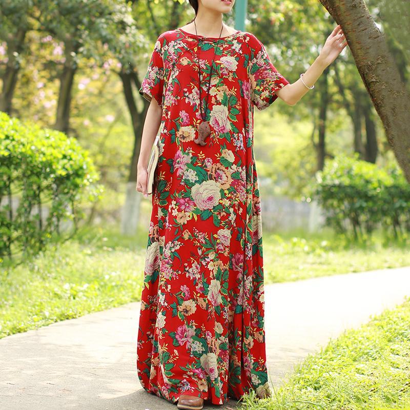 Babakud Women Summer Floral Short Sleeve Dress 2019 Jun New M Red 
