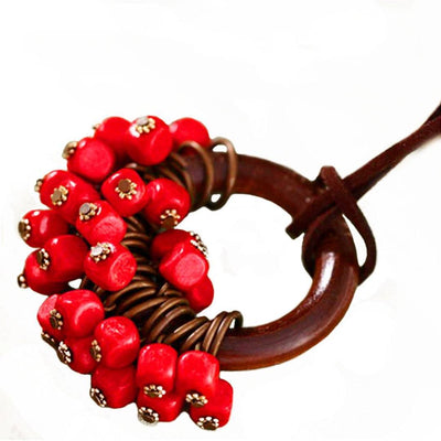Babakud Wooden Circle Retro Beads Necklace For Women ACCESSORIES 