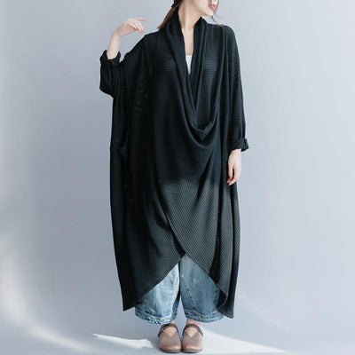 Black Cross Drooping Knit Dress Robes Zen Style Art For Women 2019 April New One Size Black 