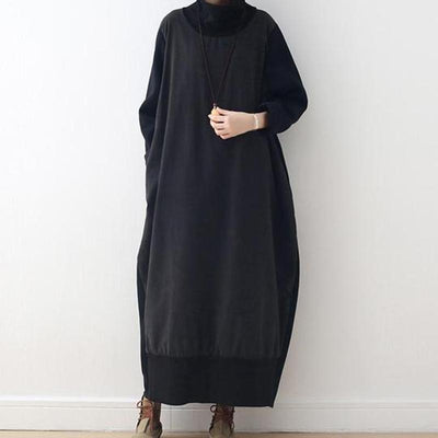 Black Loose Turtleneck Sweater Dress - Babakud