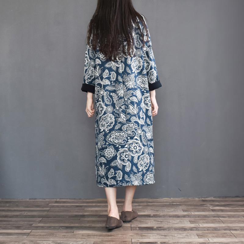 Blue Ethnic Style Vintage Thick Dress – Babakud