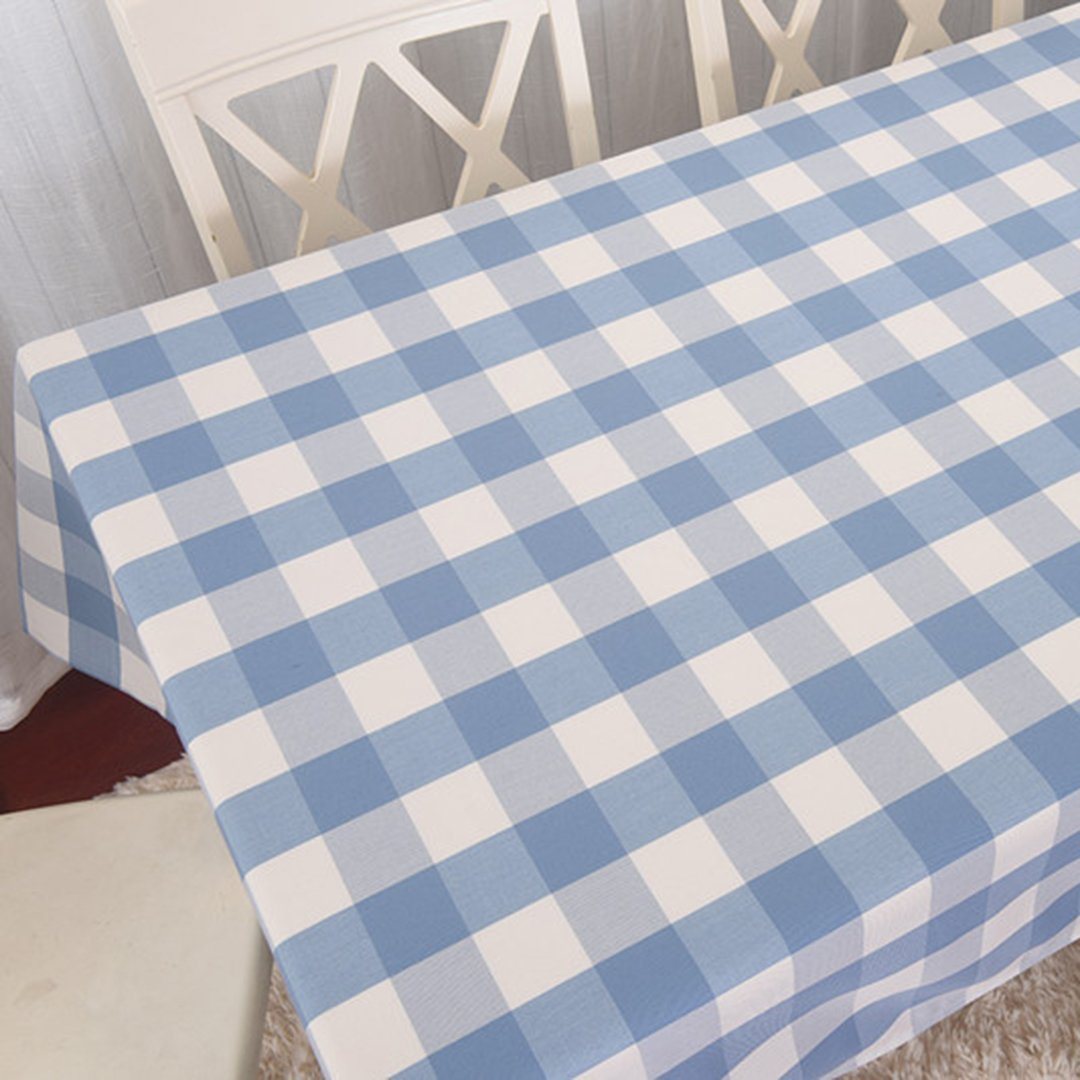 Blue Plaid Cotton Linen Tea Plaid Rural Rectangular Tablecloth Home Linen 