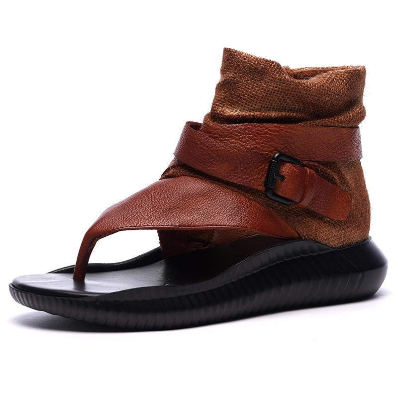 British Style Casual Flat Adjustable Buckle Sandals With Zippers