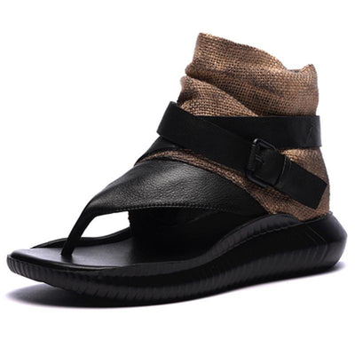 British Style Casual Flat Adjustable Buckle Sandals With Zippers