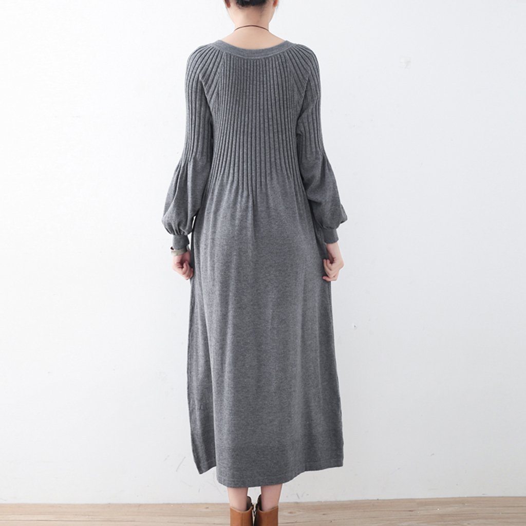 Bubble Sleeve Knitted Sweater Dress 2019 New December 