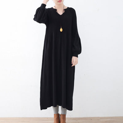 Bubble Sleeve Knitted Sweater Dress 2019 New December One Size Black 
