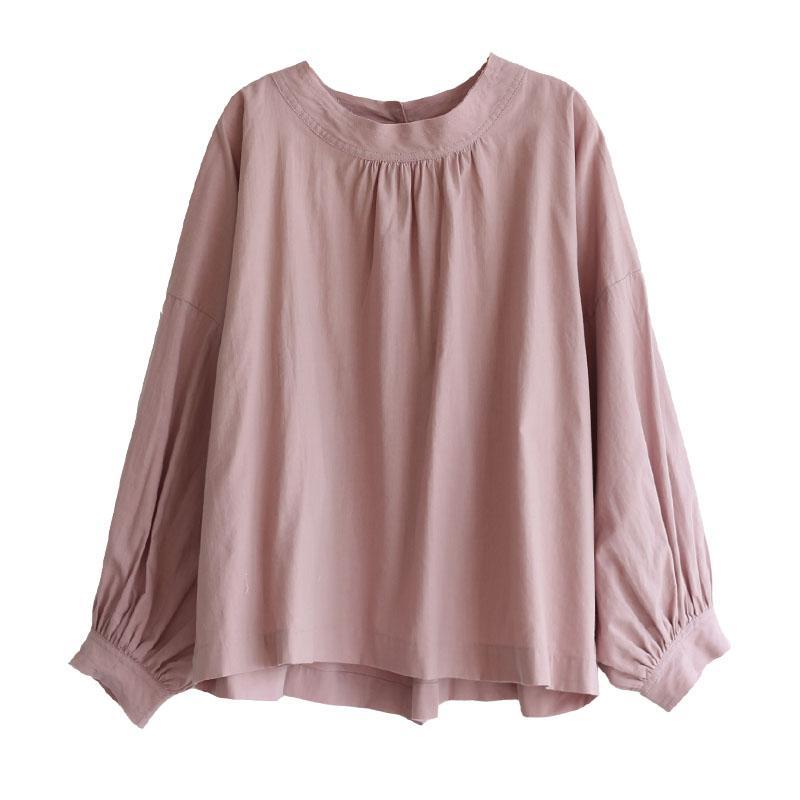 Buttoned Gathered Loose Casual Blouse
