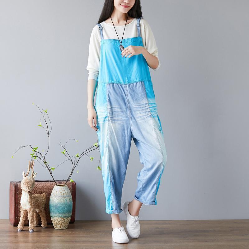Candy Color Splicing Holes Adjustable Sling Rompers jumpsuits 2019 March New One Size Blue 