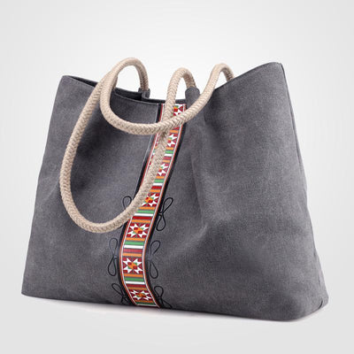 Canvas casual shoulder bag portable big shopping bag 2019 March New One Size Gray 