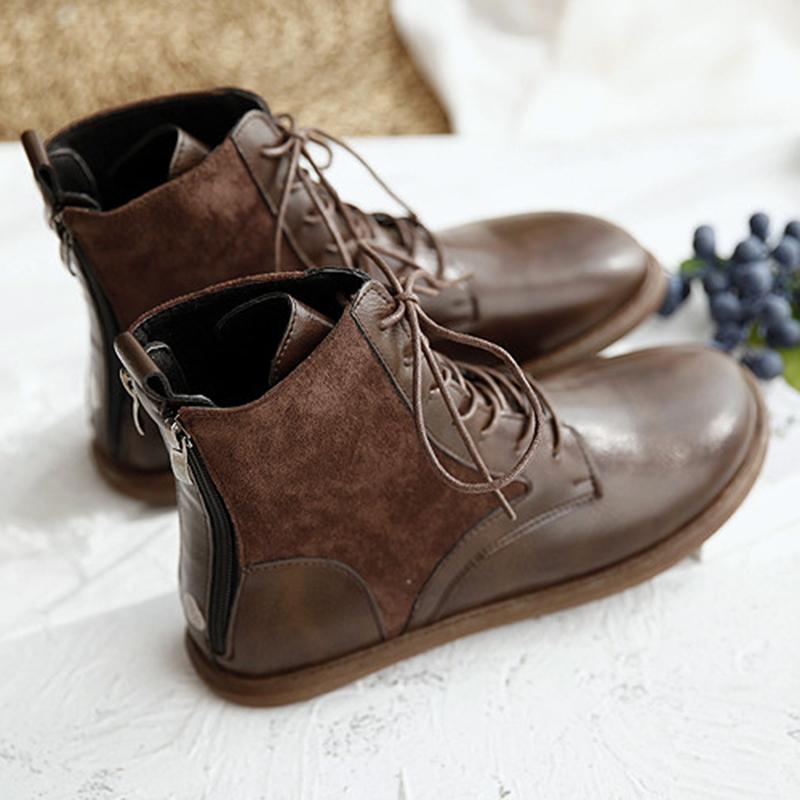 Casual Fashion Womens Lace-up Short Boots