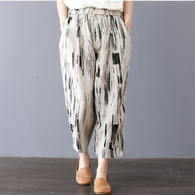 Casual Linen Striped Wide Leg Harem Pants 2019 April New 