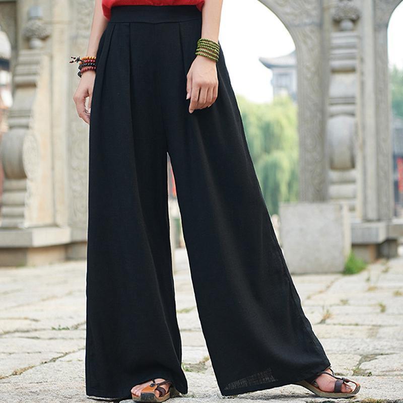 Casual Yoga Style Wide Leg Pants 2019 April New One Size Black 