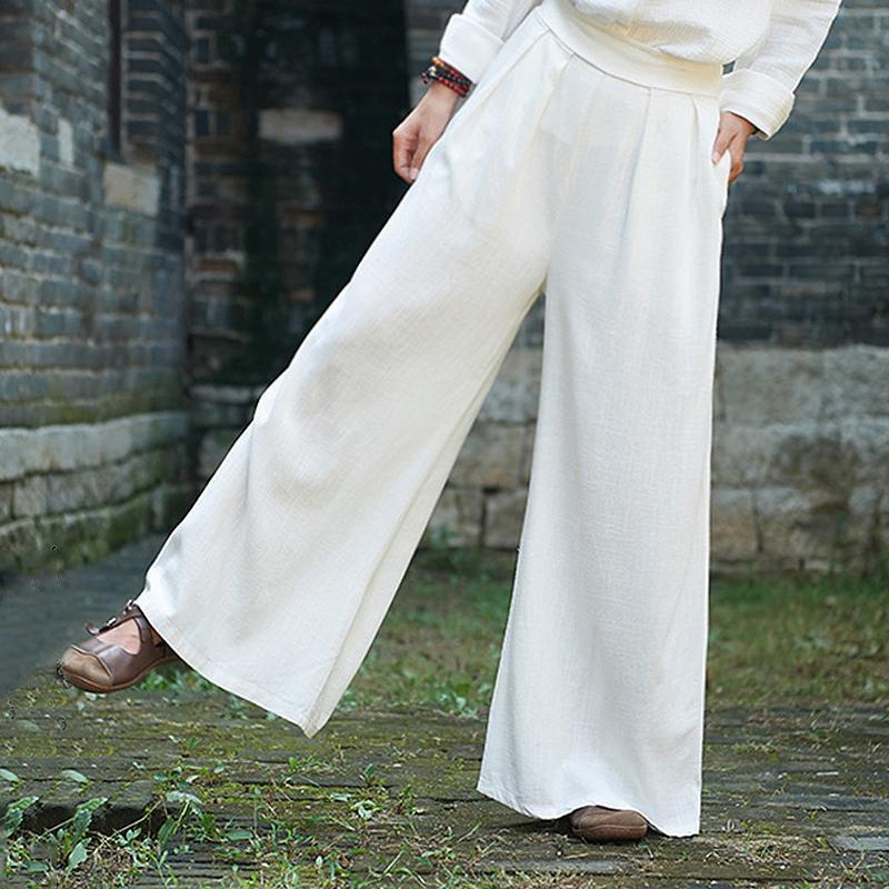 Casual Yoga Style Wide Leg Pants 2019 April New One Size White 