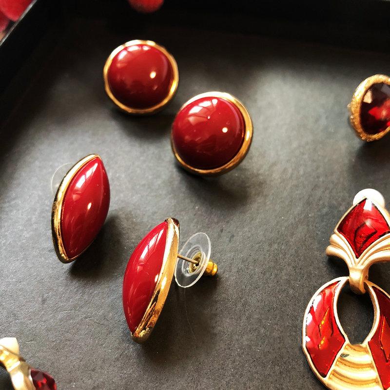 Cherry Red Silver Vintage French Earrings ACCESSORIES 