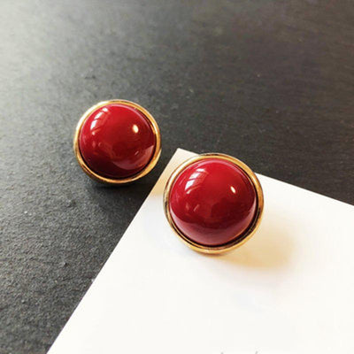 Cherry Red Silver Vintage French Earrings ACCESSORIES A 