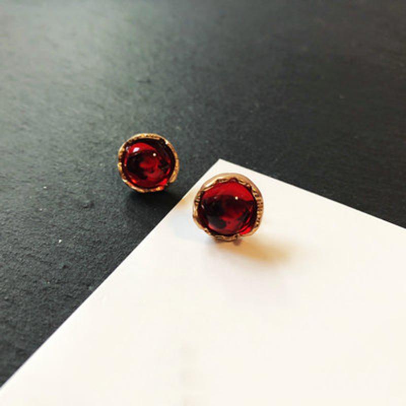 Cherry Red Silver Vintage French Earrings