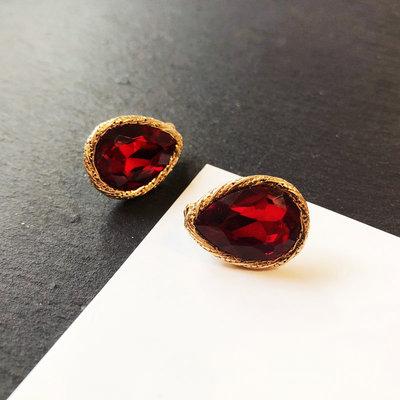 Cherry Red Silver Vintage French Earrings ACCESSORIES F 