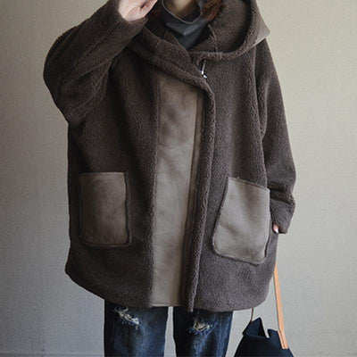 Thick Hooded Loose Mid-length Fur Coat