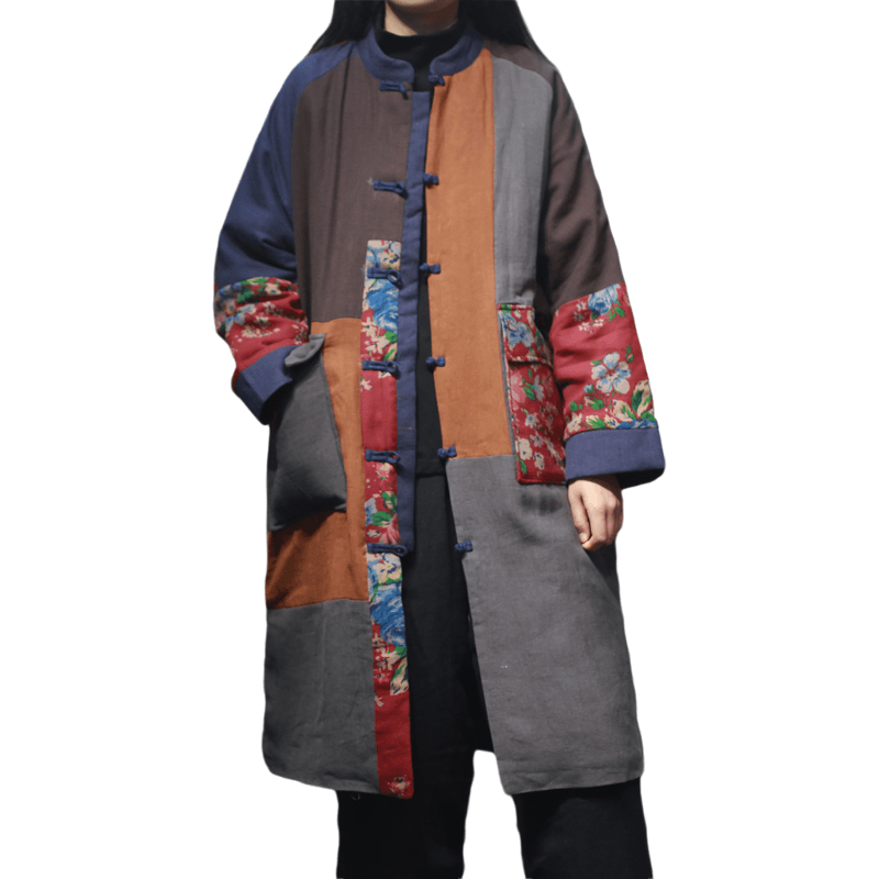 Chinese Style Patchwork Plus Size Winter Coat Nov 2020-New Arrival 