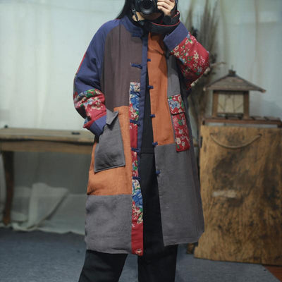 Chinese Style Patchwork Plus Size Winter Coat Nov 2020-New Arrival One Size As the picture 