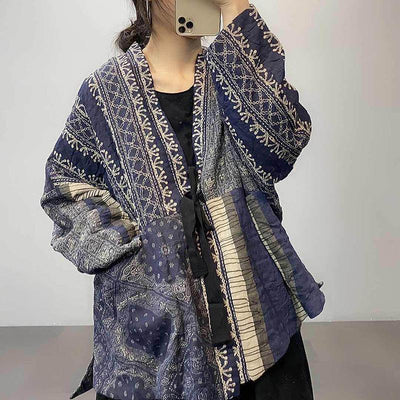 Chinese Style Printed Loose Retro Cotton Coat