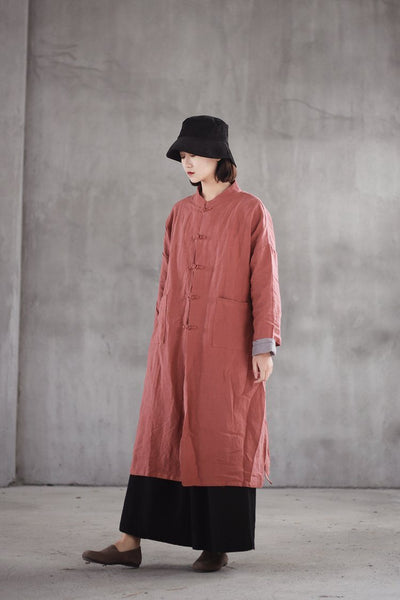 Ethnic Style Women's loose Linen Long Coat