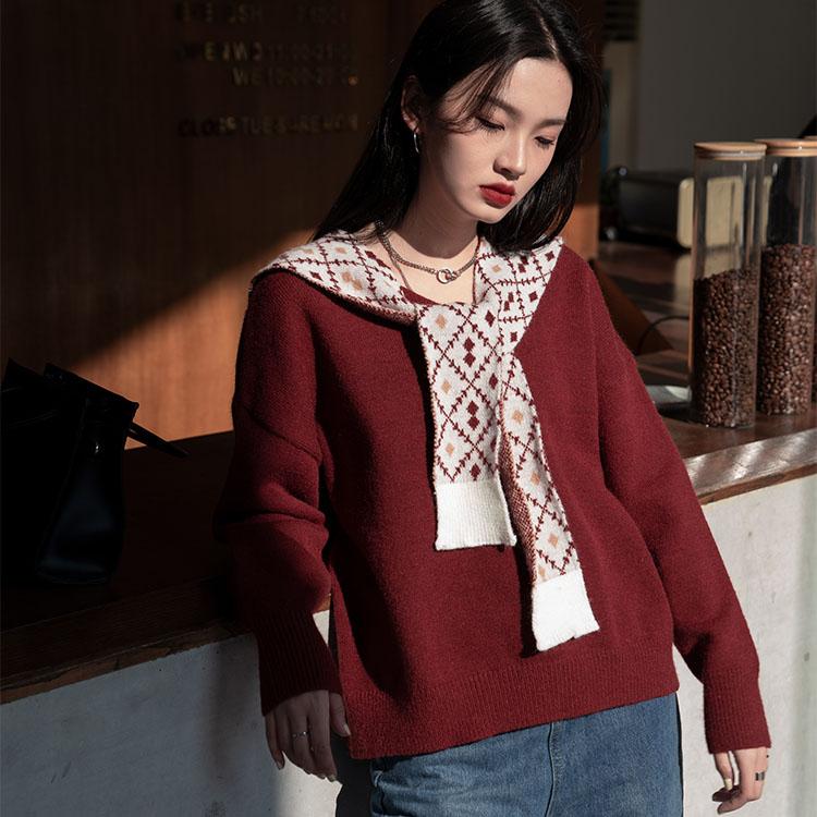 Christmas Loose Fake Two-piece Shawl Sweater Dec 2020-New Arrival 