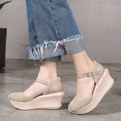 Closed Toe Plait Wedge Casual Style Shoes 2020 New January 35 Light Gray 