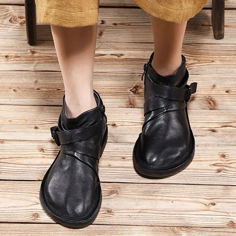 Comfortable Platform Casual Adjustable Buckle Ankle Boots 2019 April New 35 Black 