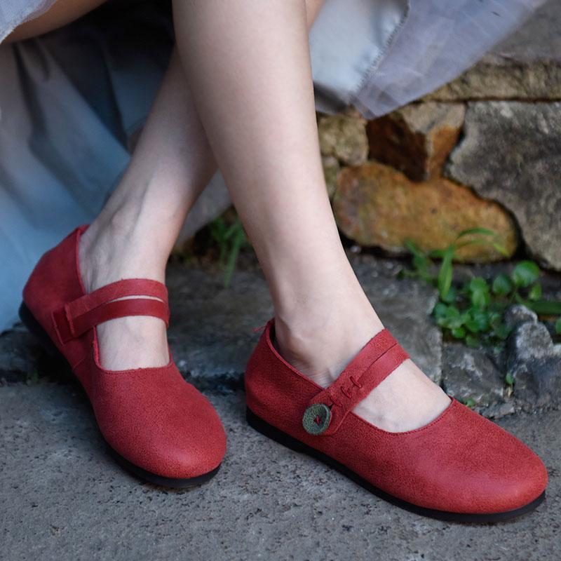 Comfortable Soft Sole Shallow Mouth Flat Peas Shoes 2019 March New 34 Red 