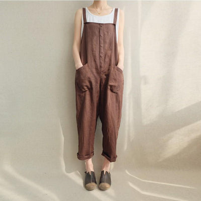 Comfortable Solid Soft Pockets Casual Jumpsuits S-5XL 2019 April New S Coffee 