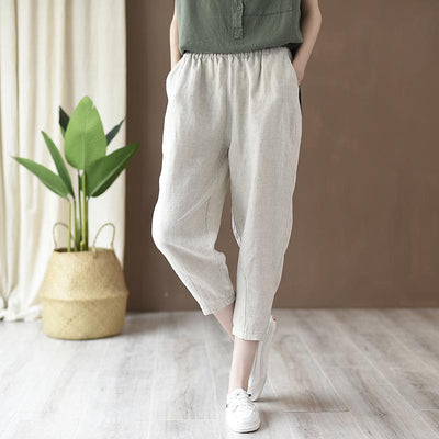 Cotton And Linen Women's Casual Cropped Pants Radish Pants June 2020-New Arrival 