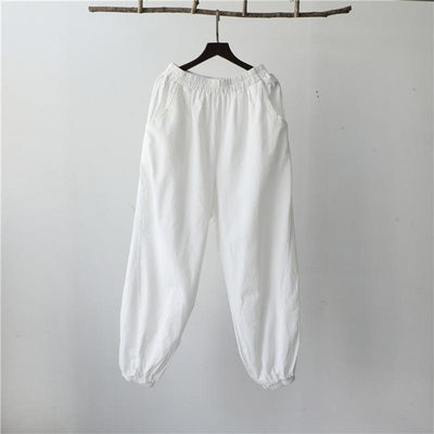 Cotton And Linen Women's Loose Stitching Casual Bloomers May 2021 New-Arrival 