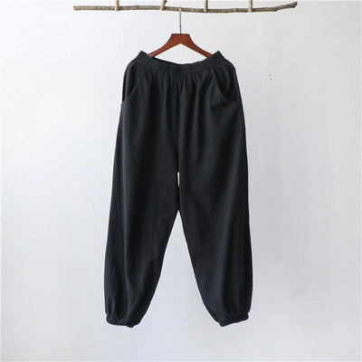 Cotton Linen Women's Loose Stitching Casual Pants