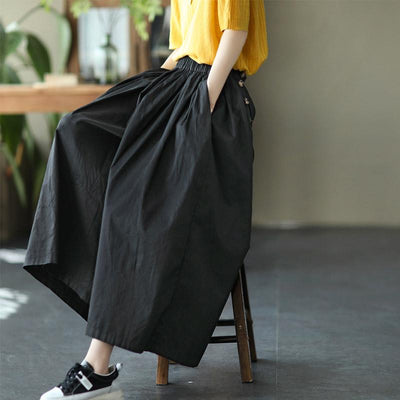 Cotton Casual Women's Wide-leg Pants March 2021 New-Arrival One Size Black 