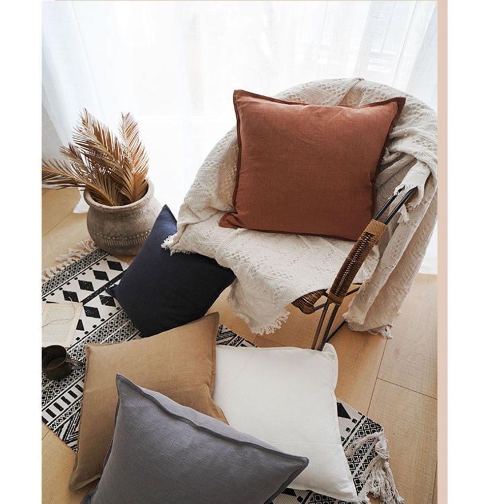 Cotton Linen Backrest Pillow Cushion Pillowcase Home Linen 