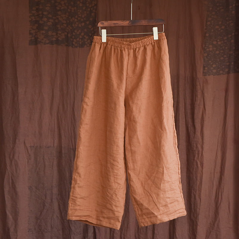 Cotton Linen Casual Wide-Leg Loose Women Pants