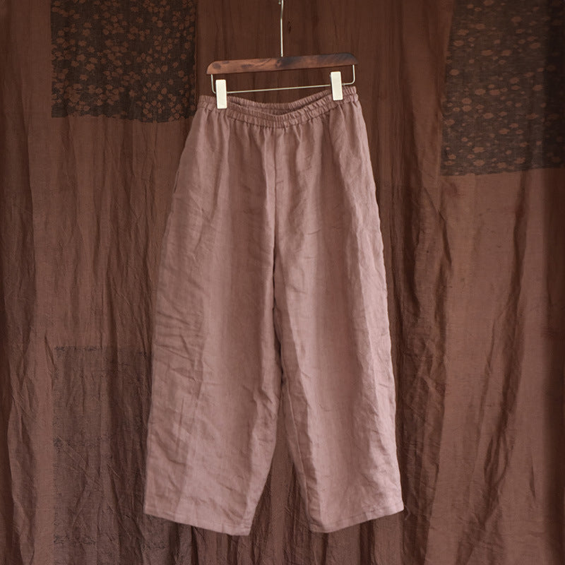Cotton Linen Casual Wide-Leg Loose Women Pants