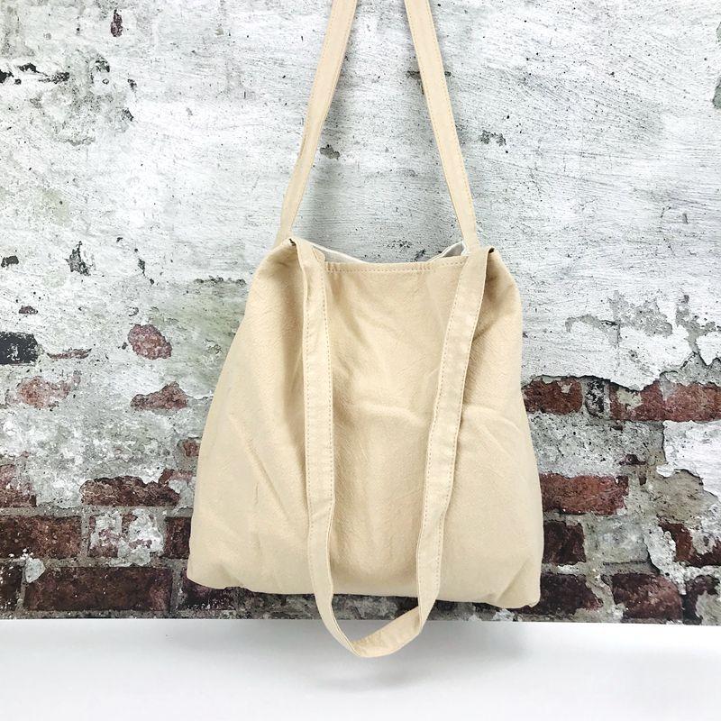 Cotton Linen Double-Layer Padded Shoulder Bag May 2021 New-Arrival One size Light Khaki 