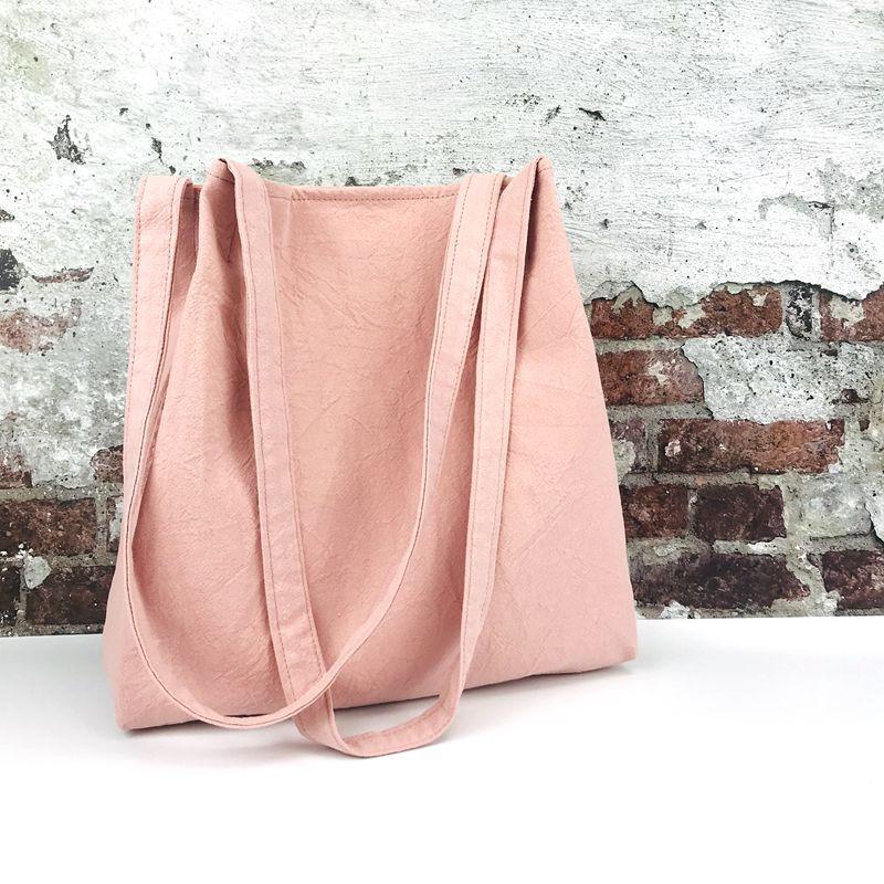 Cotton Linen Double-Layer Padded Shoulder Bag May 2021 New-Arrival One size Light Pink 