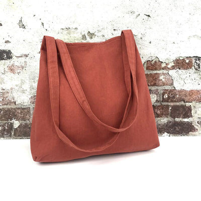 Cotton Linen Double-Layer Padded Shoulder Bag May 2021 New-Arrival One size Rust Red 
