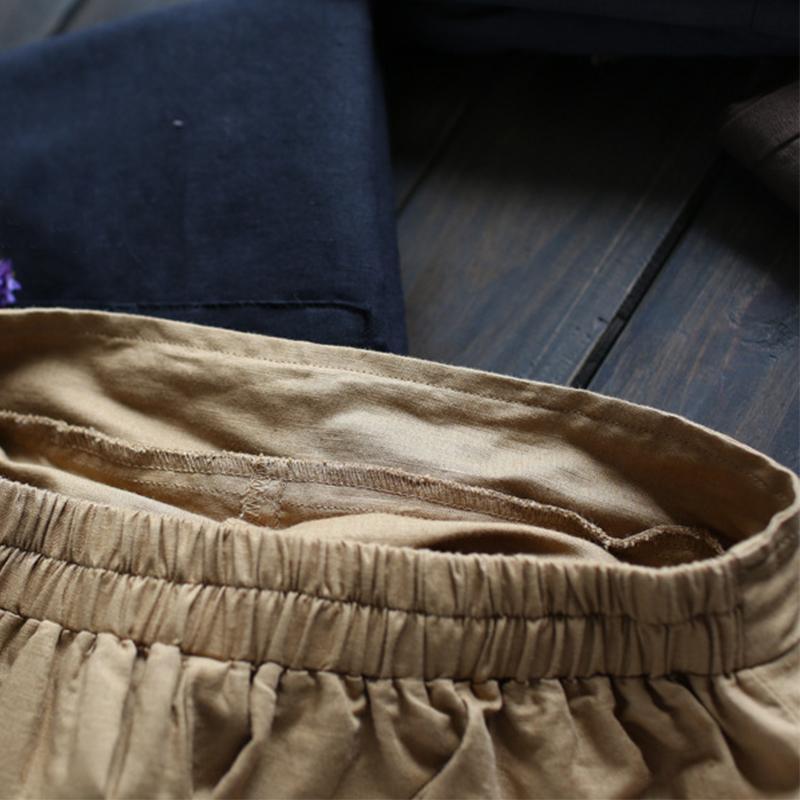 Cotton Linen Elastic Waist Pants With Pockets 2019 April New 