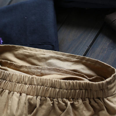 Cotton Linen Elastic Waist Pants With Pockets 2019 April New 
