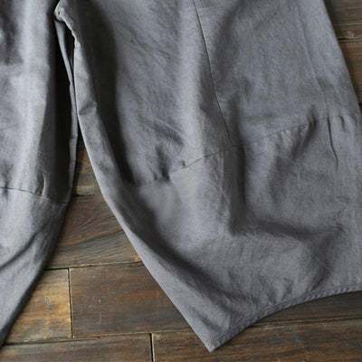 Cotton Linen Elastic Waist Pants With Pockets