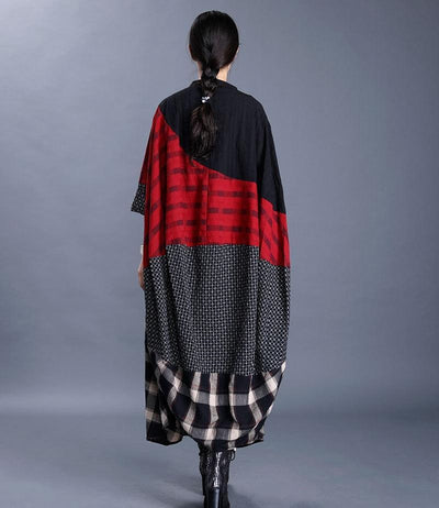 Cotton Linen Retro Splicing Women's Windbreaker Coat