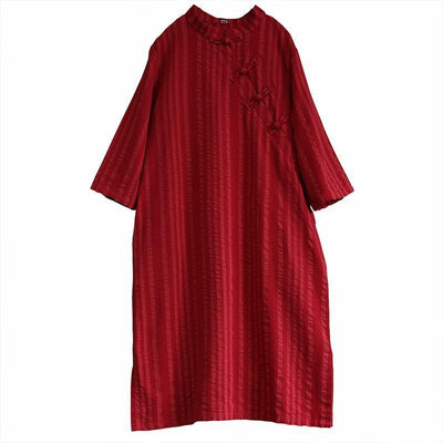 Cotton Linen Summer Retro Chinese Frog Button Dress 2019 April New 