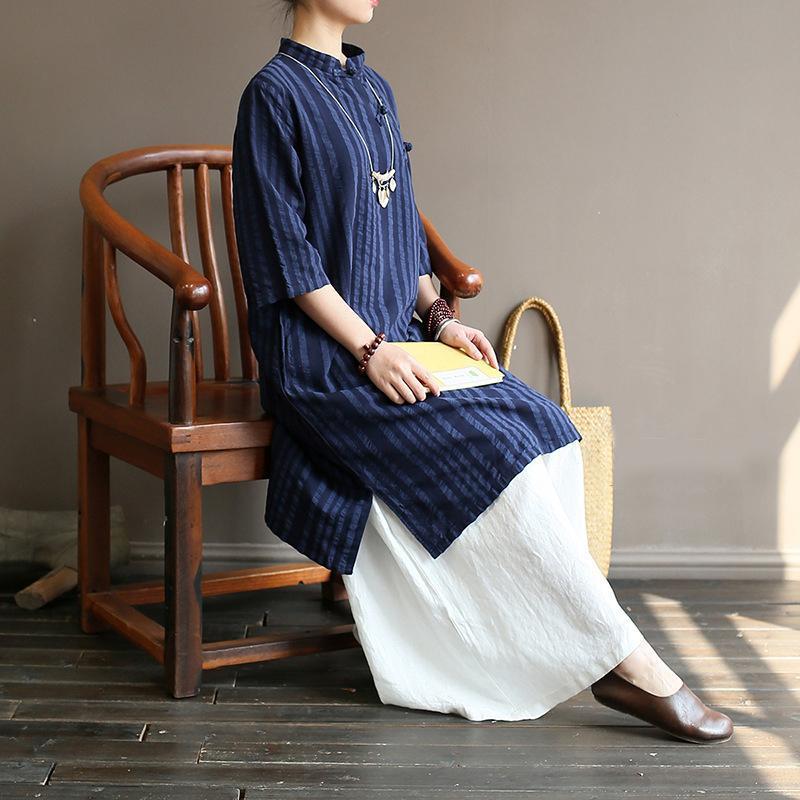 Cotton Linen Summer Retro Chinese Style Dress