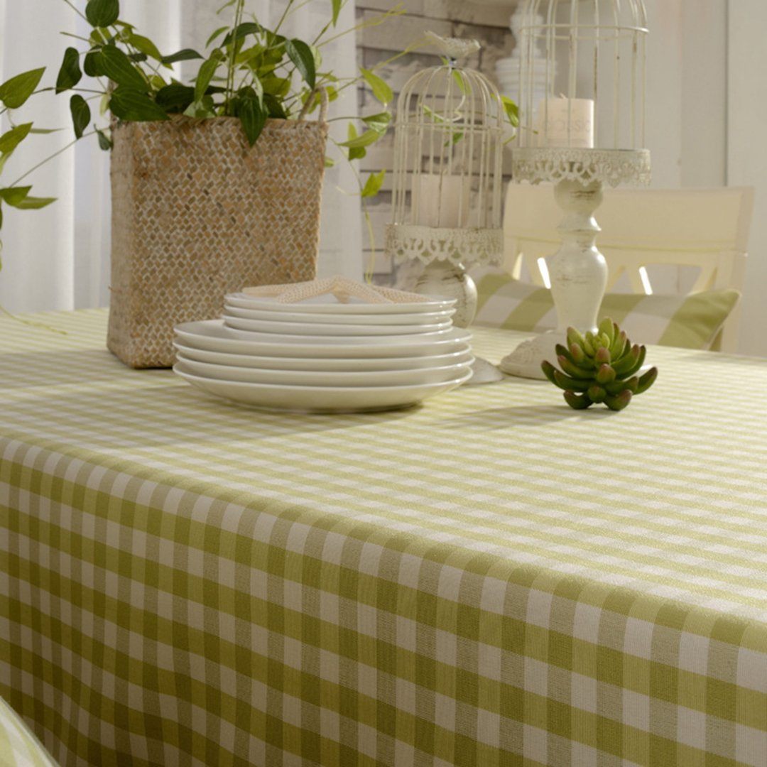 Cotton Linen Tea Plaid Tablecloth Rural Rectangular Table Cloth