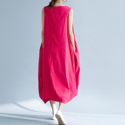 Cotton Linen Vest Sleeveless Dress May 2021 New-Arrival 